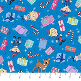 Rudolph the Red Nosed Reideer - Northcott Fabrics - Presents Blue - RD1005-47