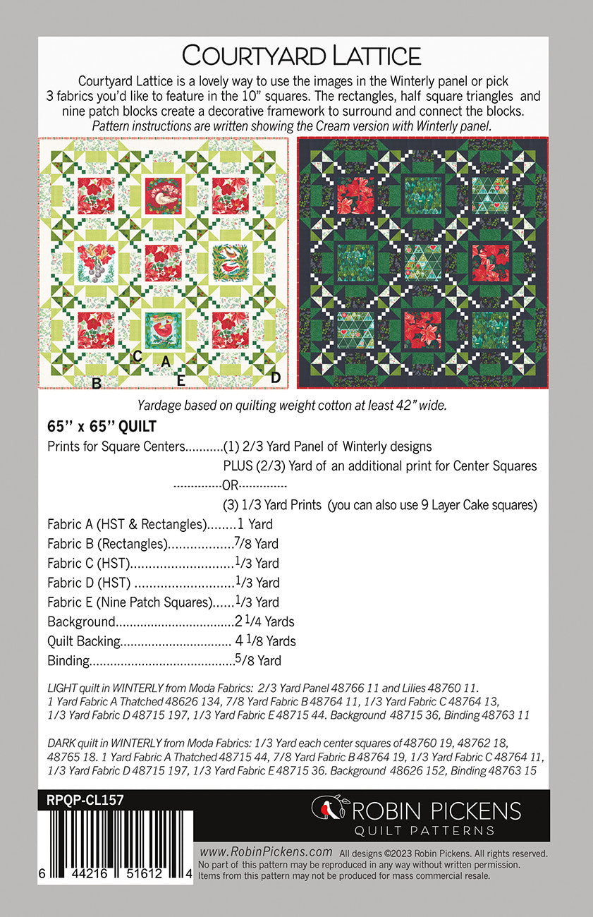 Courtyard Lattice Quilt Pattern by Robin Pickens