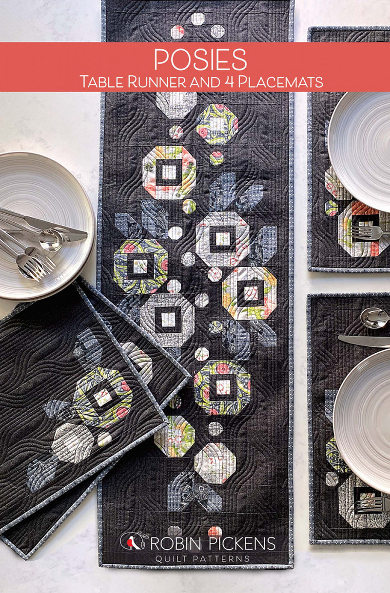 Posies Table Runner and 4 Placemats Pattern by Robin Pickens