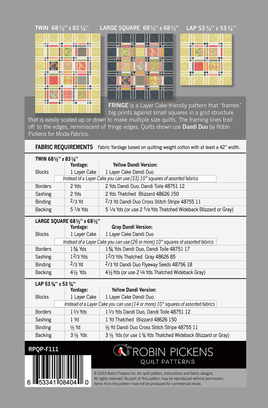 Fringe Quilt Pattern by Robin Pickens