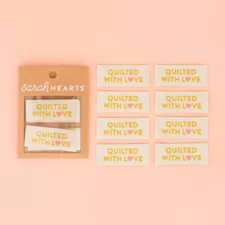Quilt Labels Quilted with Love Gold Woven Labels
