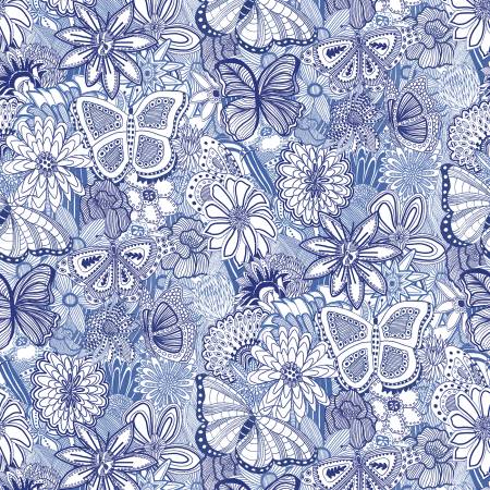 P&B Blue/White 108in Wide back Sketchbook Doodle  SKET5242-BW