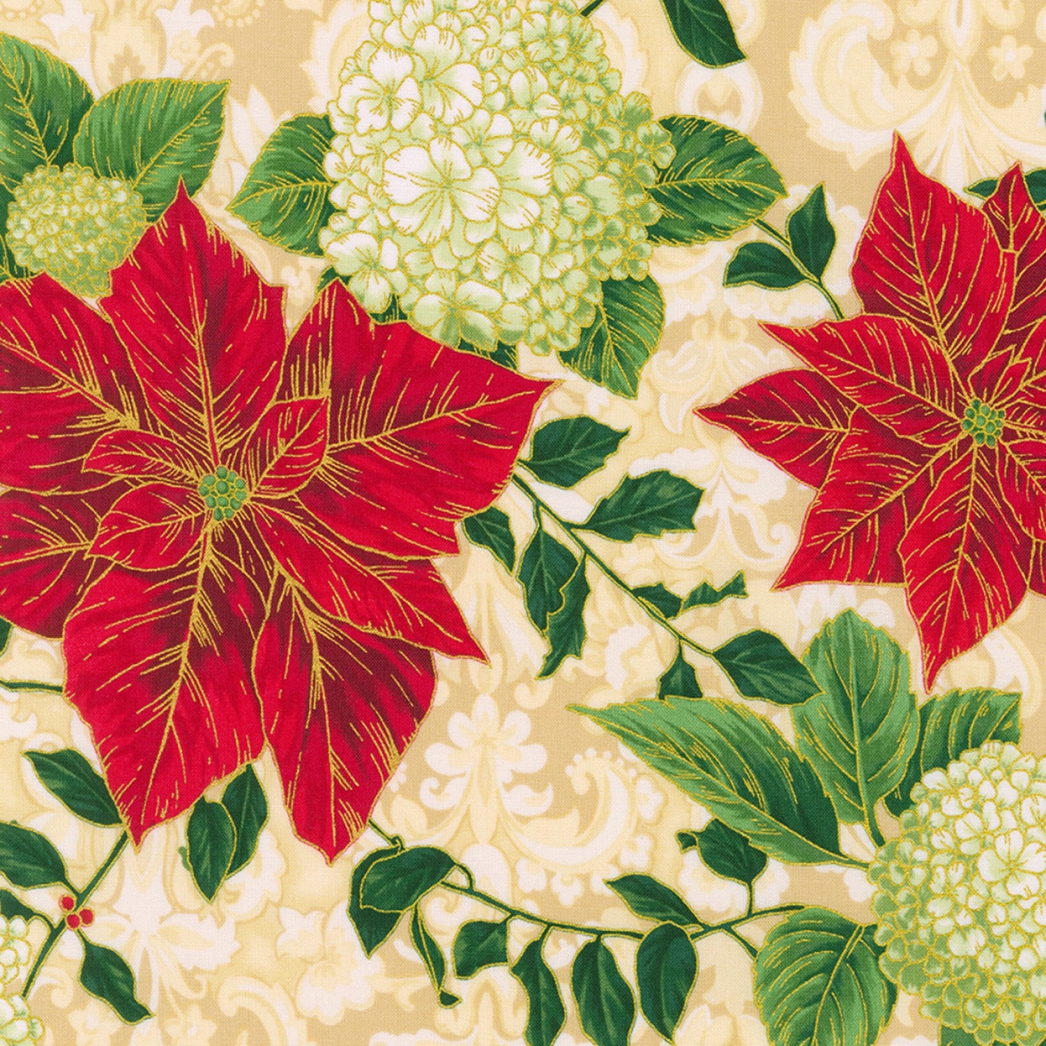 Holiday Flourish Snow Flower - Poinsettia Cream w/Metallic