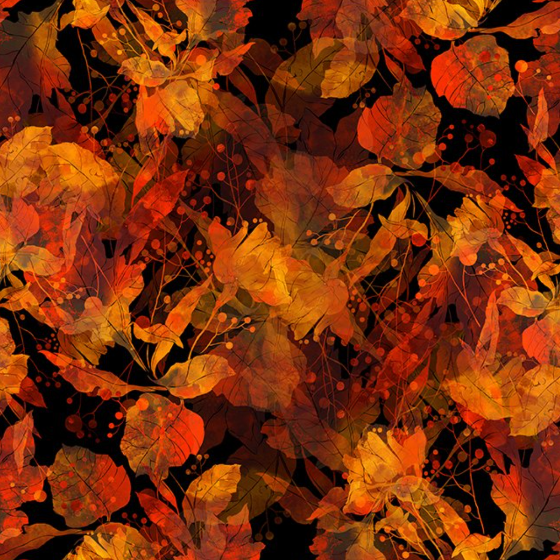 Jason Yenter - Reflections of Autumn II - Black with Leaves Collage - 22RA-1