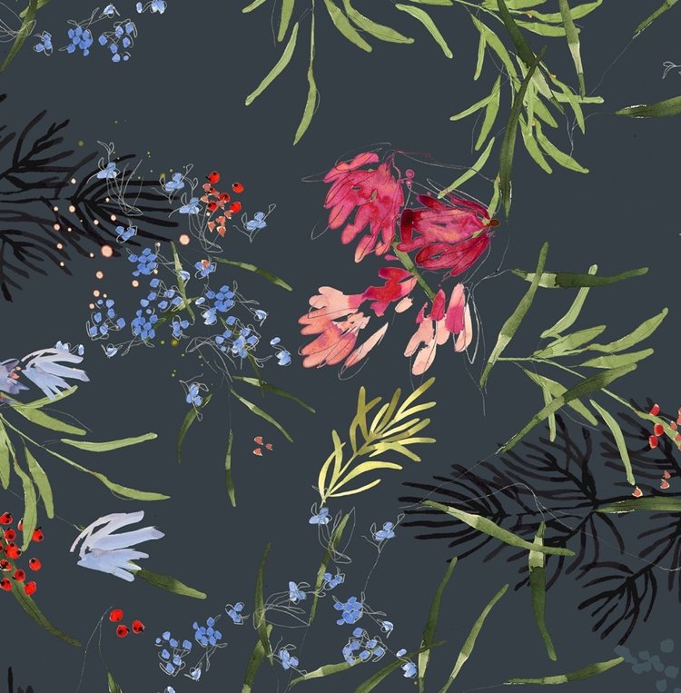 Slate Meadow Floral 108in Wide Back