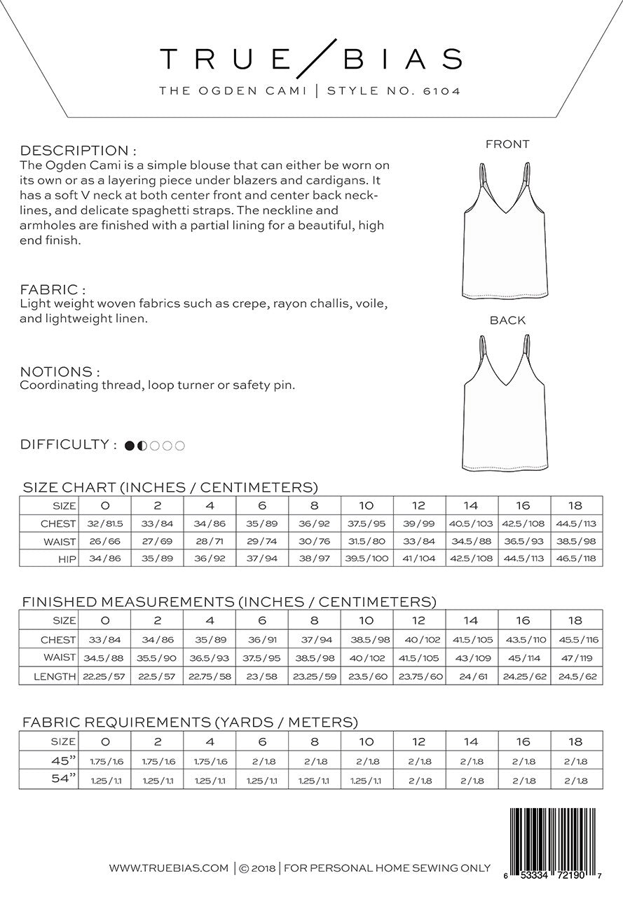 Ogden Cami Pattern by True Bias