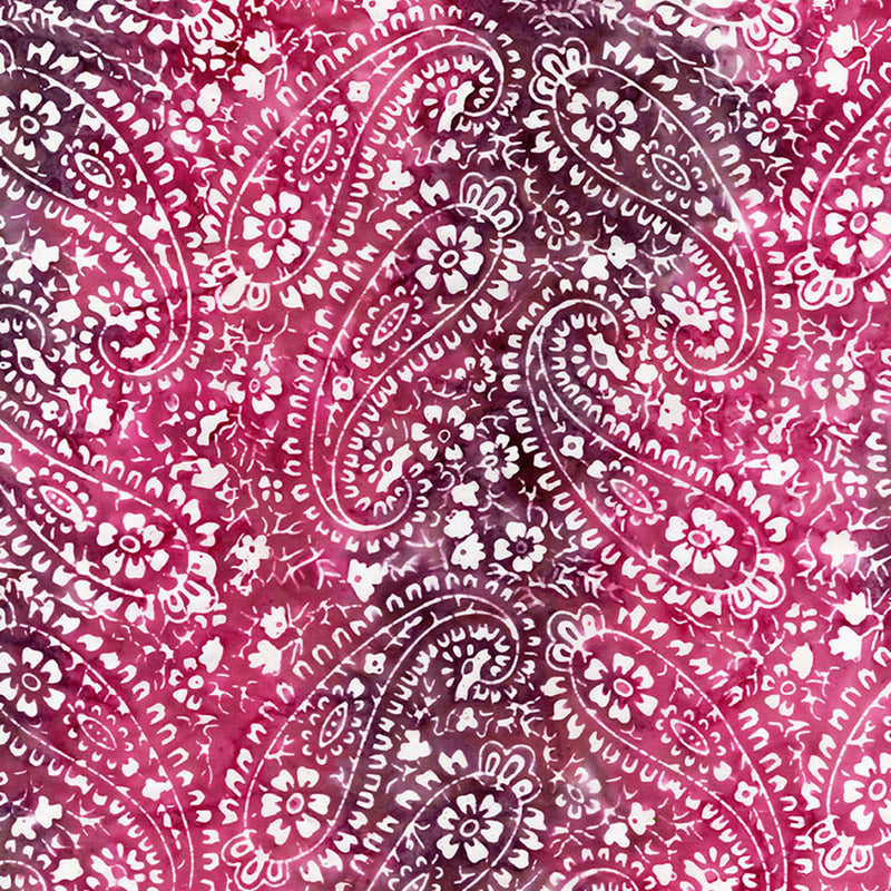 Timeless Treasures Tonga Batik - Floral Paisley - B2329-PLUM