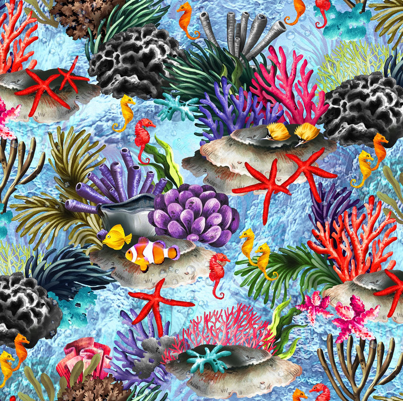 Oasis Fabric- The Reef Cotton Coral Reef