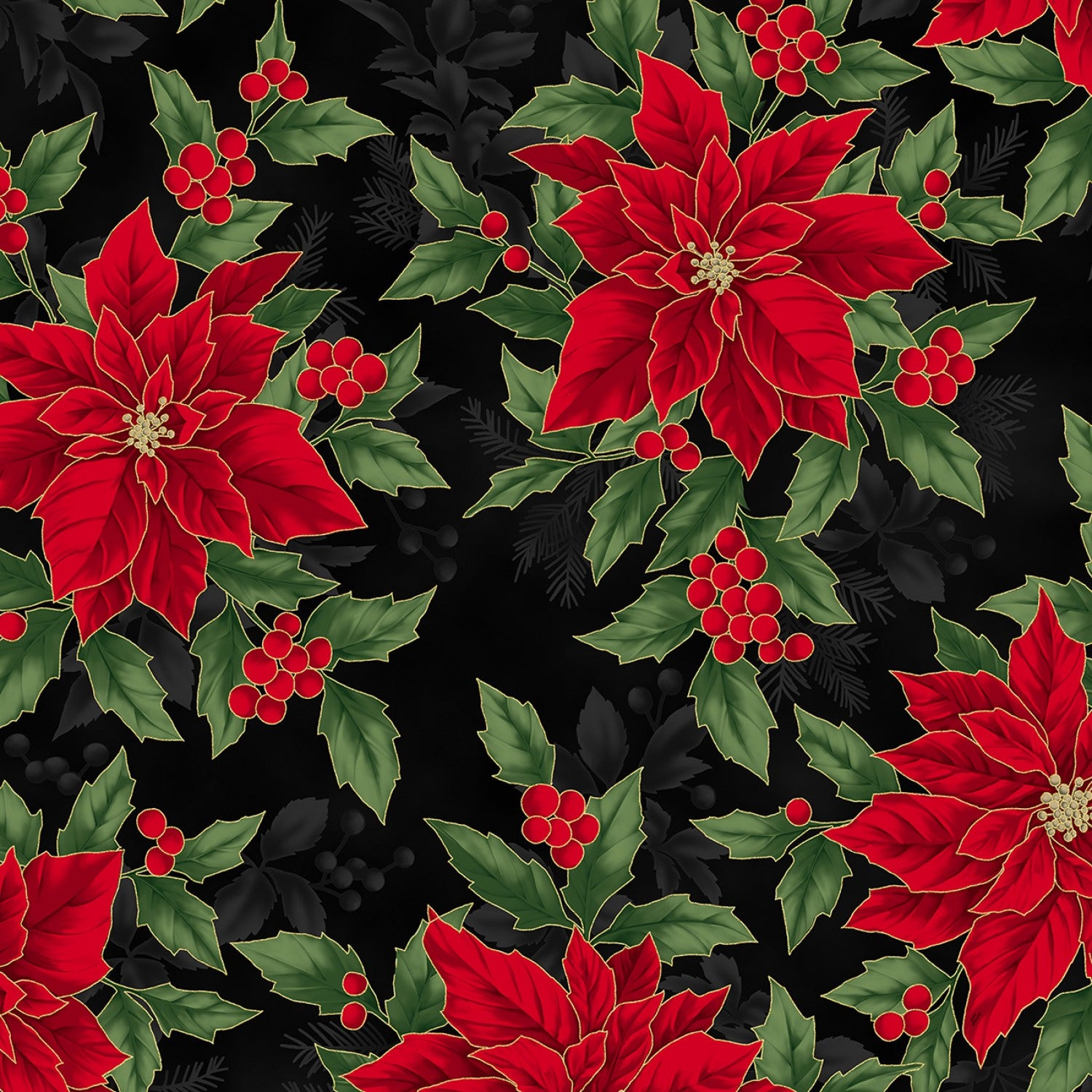 Holiday Elegance - Black Gold Poinsettia