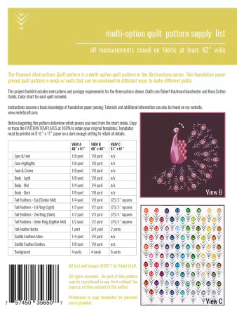 Violet Craft - Peacock Abstractions Quilt - Foundation Paper Piecing Pattern