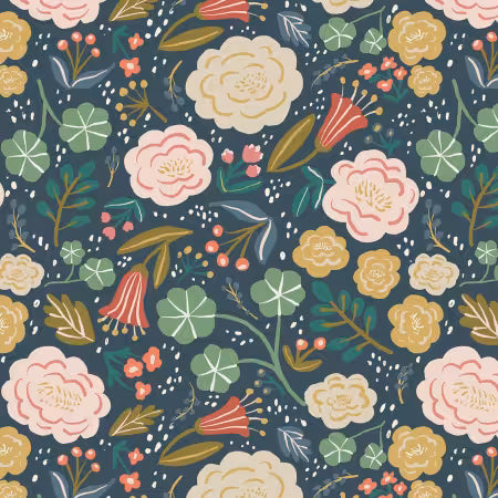 Riley Blake - Ivy Reese - 108in Wide Back - Floral Navy