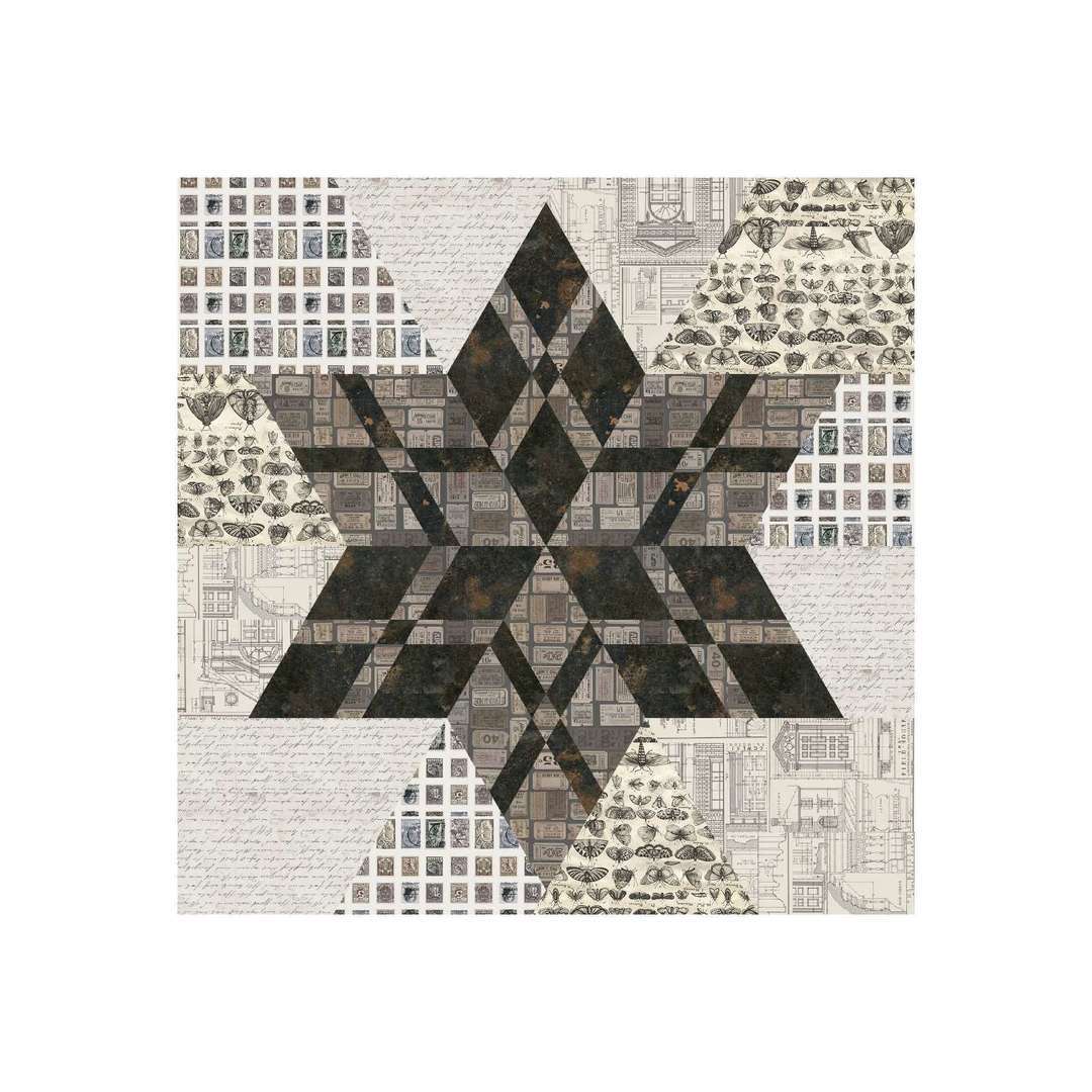 Woven Ribbon Star Quilt Kit - Black and Grey version.