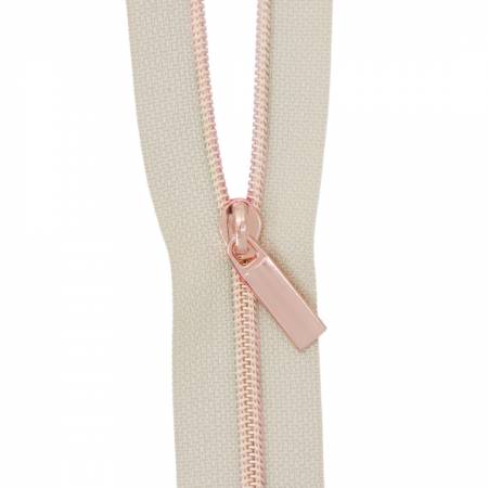 Sallie Tomato - Nylon Rose Gold Coil Zippers: 3 Yards with 9 Pulls - White #3