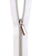 Sallie Tomato - Nylon Silver Coil Zippers: 3 Yards with 9 Pulls - White #5