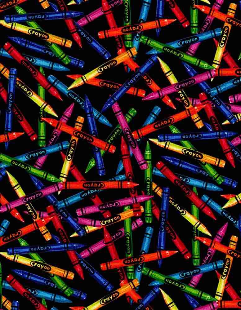 Crayola Crayons by Timeless Treasures C1488-BLACK