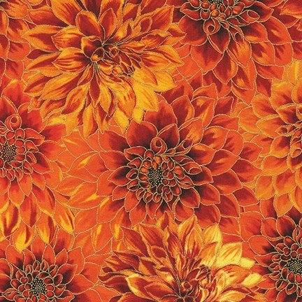 Robert Kaufman- Autumn Bouquet- Flame- 9854-101