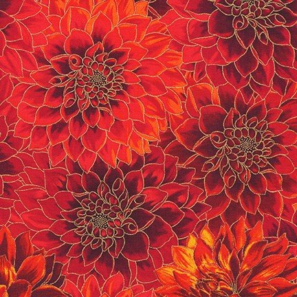 Robert Kaufman- Autumn Bouquet- Scarlet- 9854-93