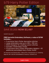 Bernette B79 Harry Potter(tm) Sewing & Embroidery Machine Special Edition