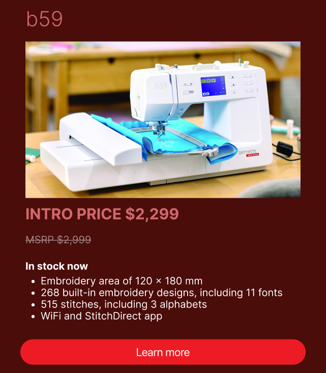 Bernette B59 Sewing & Embroidery Machine