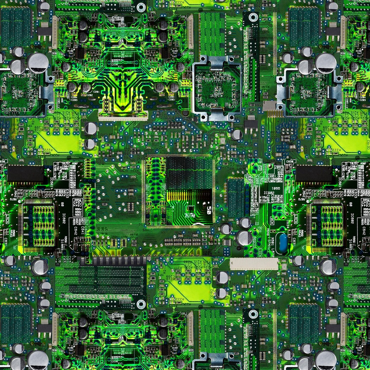 Timeless Treasures - Math & Science - Gail Cadden - C8326 Green Circuit Board