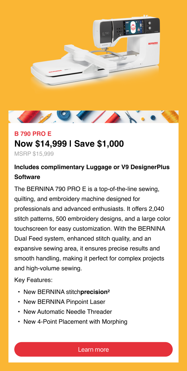 Bernina 790PRO  Sewing/Embroidery Machine