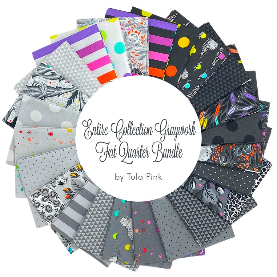 Tula Pink - Entire Collection Graywork Fat Quarter Bundle (24pc)