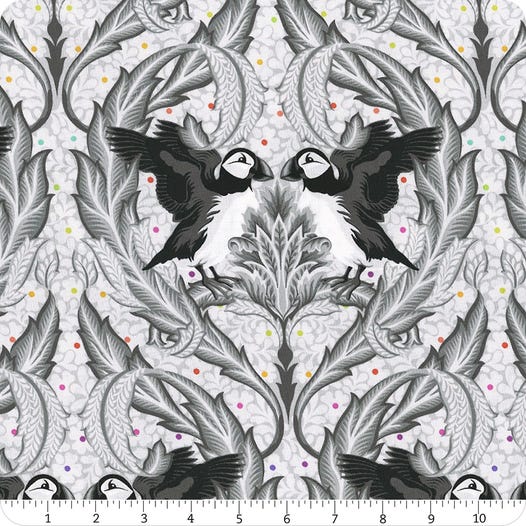 Tula Pink - Gray Work - Huffin & Puffin Whisper - PWTP260.WHISPER
