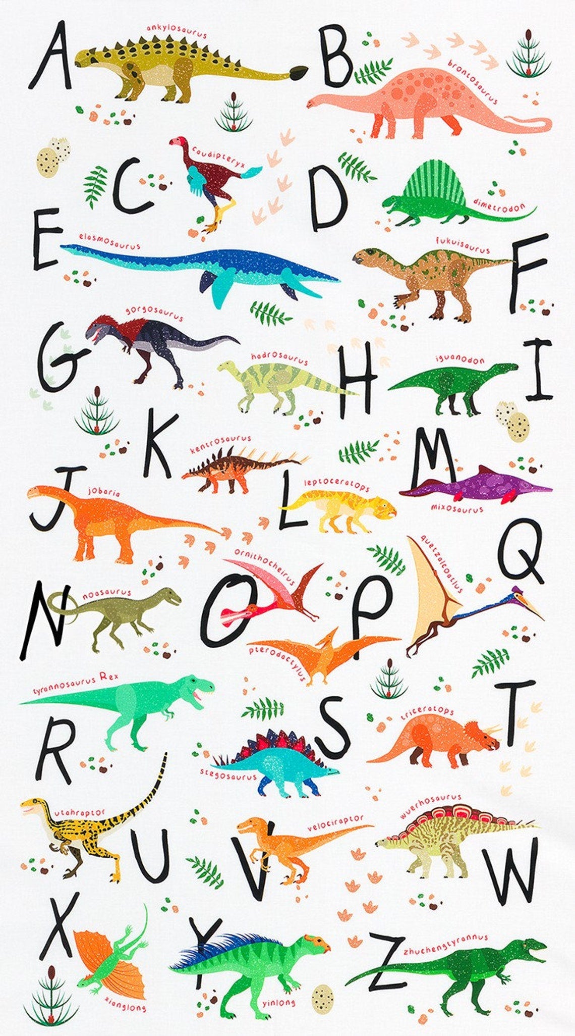 Robert Kaufman - Digitally Printed Alphabetosaurus Panel