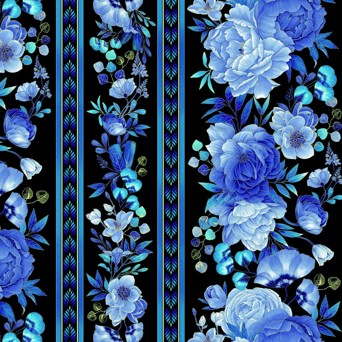 Royal Plume - Blue Floral Stripe