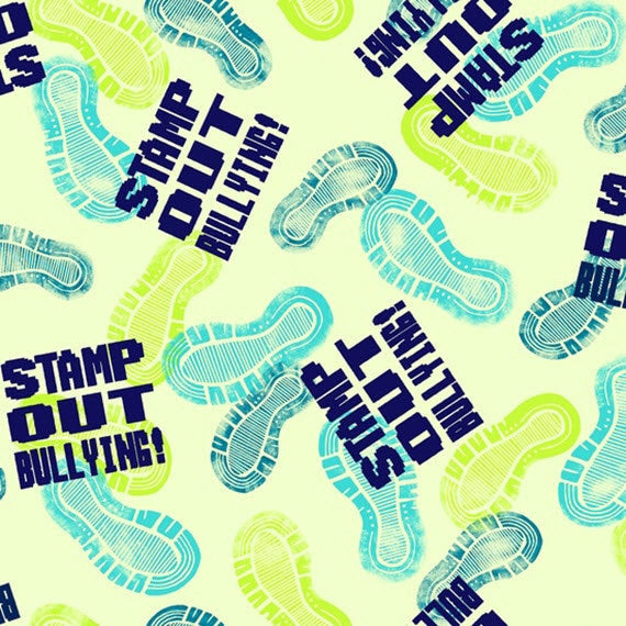 Stamp Out Bullying! Cotton Fabric by Studio 8 for Quilting Treasures - Pale Mint