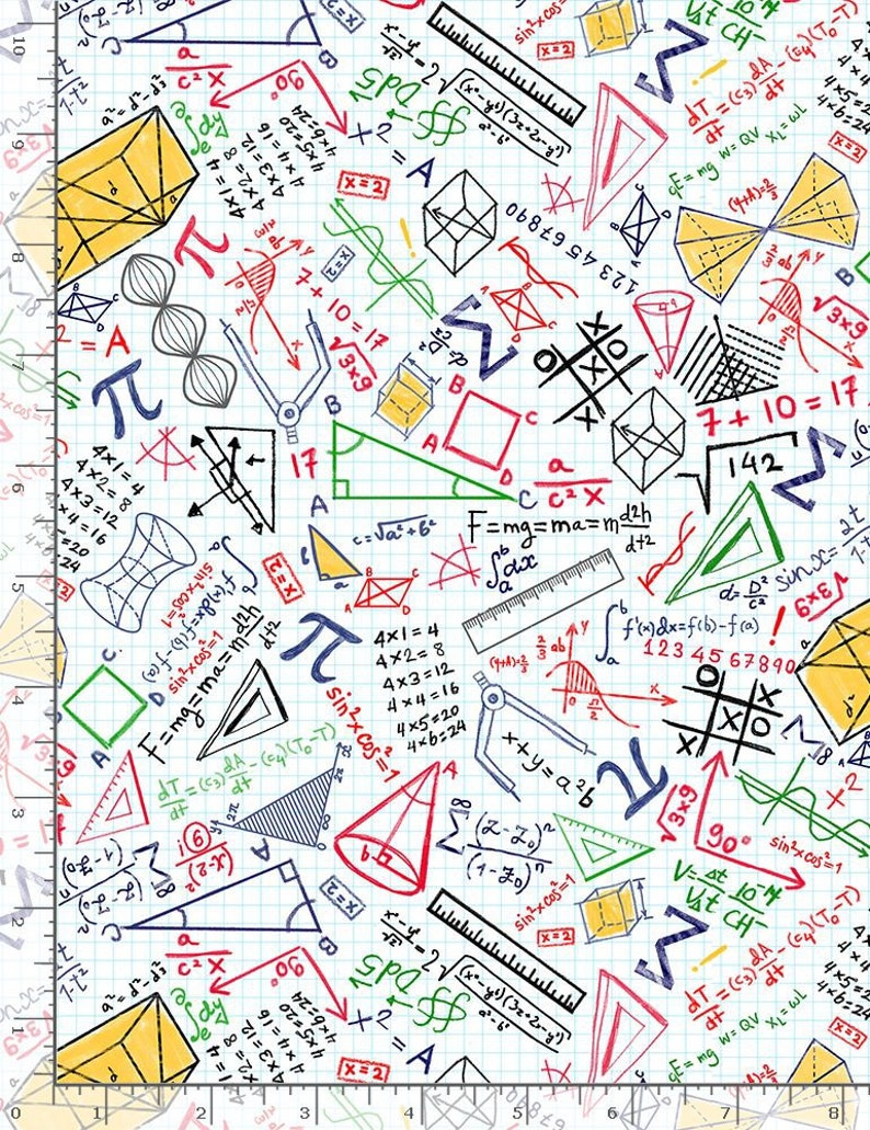 Timeless Treasures - Math & Science - Gail Cadden - C8230 WHITE - Maths Doodle