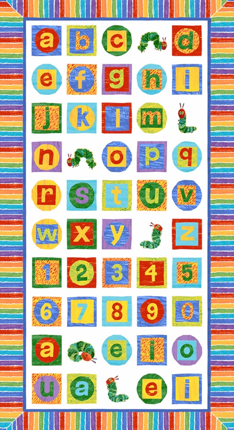 The Very Hungry Caterpillar - ABC's - Alphabet Quilt Panel