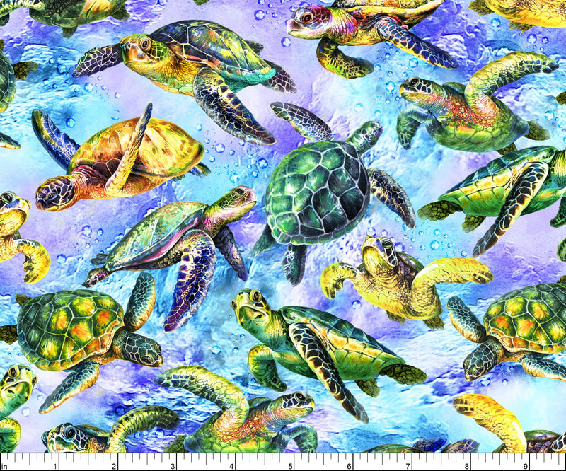 Oasis Fabric- The Reef Cotton- The Reef- Turtles