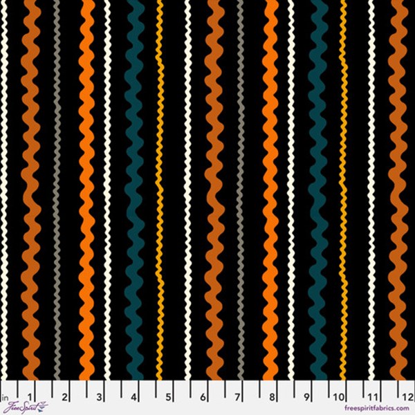 Freespirit - Storybook Halloween- Rachel Hauer - Ric Rac Stripe - Black