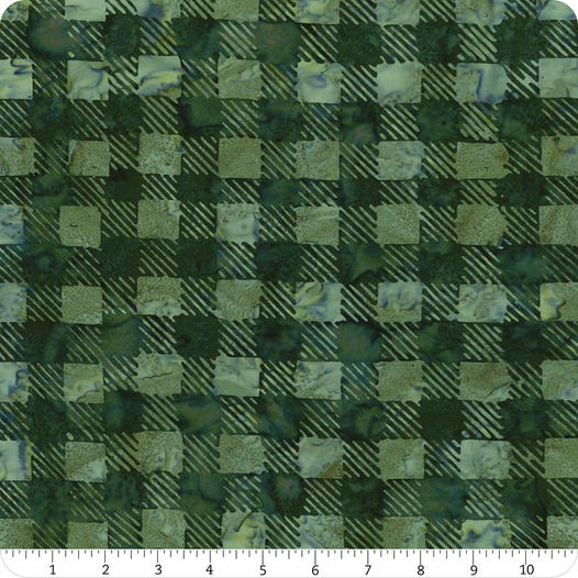 Timeless Treasures Tonga Batik - Pine Cheerful Plaids - B1857-PINE