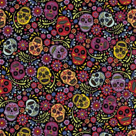 Sugar Skulls- 30200401-2 by Camelot Fabrics