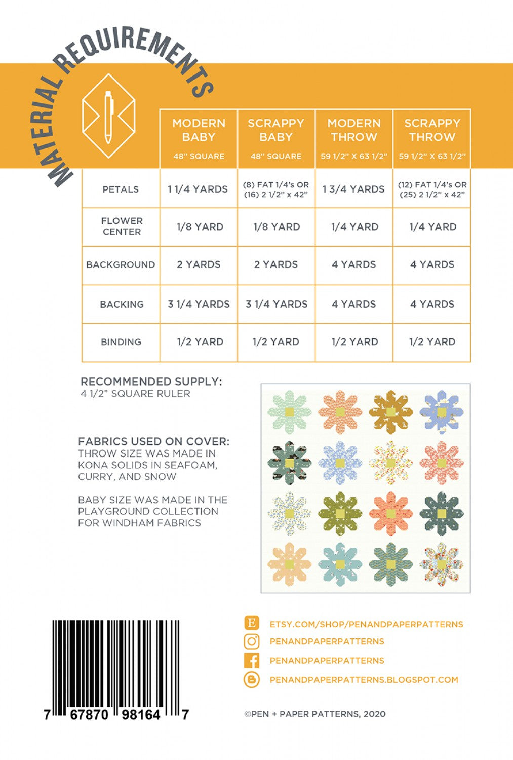 Fresh As a Daisy Quilt Pattern - Pen & Paper Patterns - 108PAP