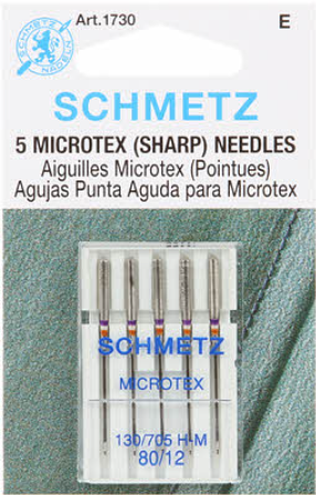 SCHMETZ #1730 Microtex Needles Carded - 80/12 - 5 Pieces