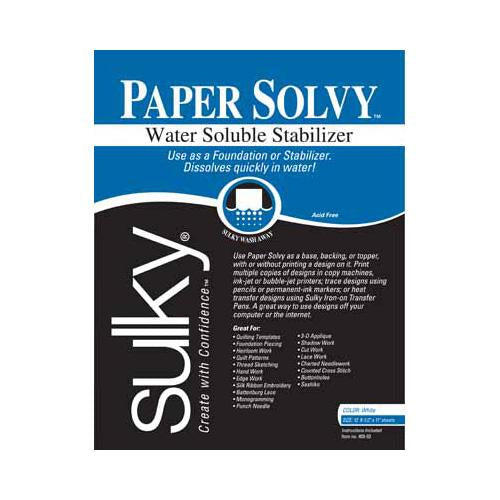 SULKY Paper Solvy - White - 8.5" x 11" - 12 sheets