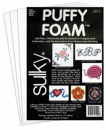 Sulky Foam Puffy White 3MM 6" x 9" (3 piece)