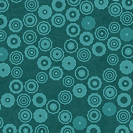 Stof - Basically -  4512-855 - Teal Geo Circles