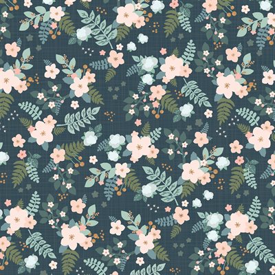 Moda - Kate and Birdie - From Far and Wide - Dark Teal Floral 513223-14