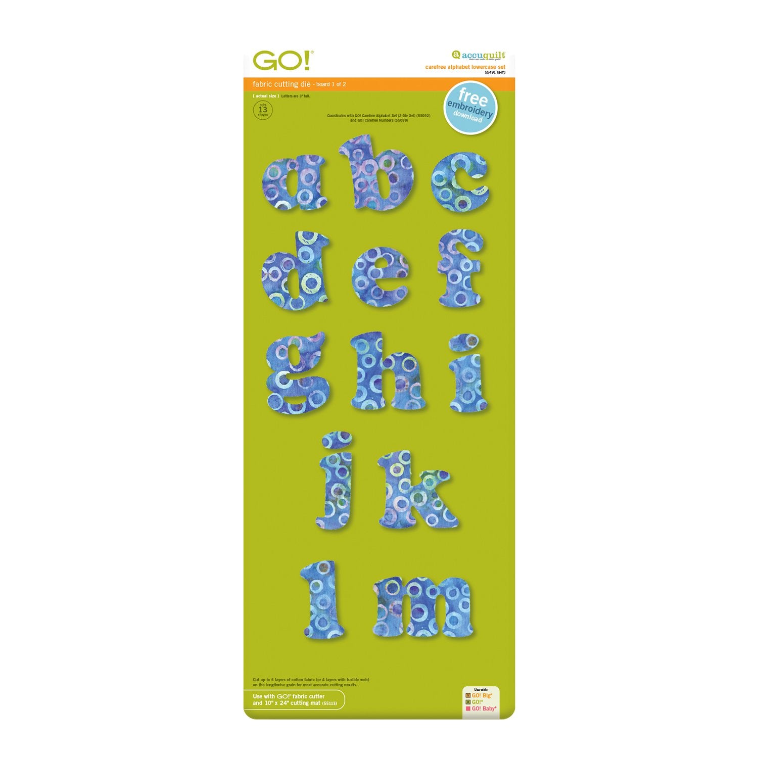 GO! Carefree Alphabet Lowercase Set
(2-Die Set)