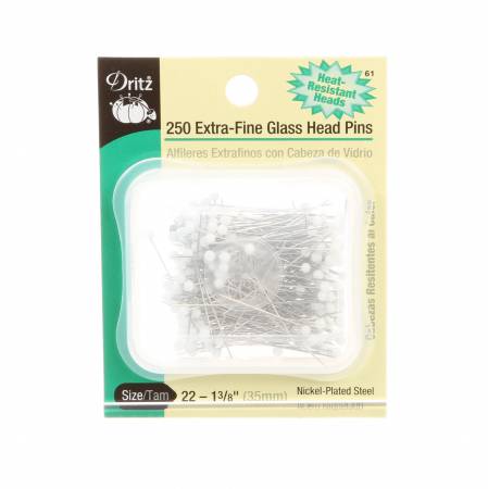 Dritz Extra Fine Glass Head Pins Size 22 - 1 3/8" - 250pc