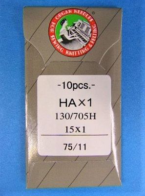 Organ Flat Shank Embroidery Needles HAx130EBBR size 75/11 10/pkg