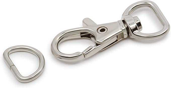 Small Swivel Hook & D-Ring Nickel