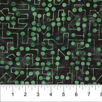 Banyan Batiks Codes and Circuits Black and Green