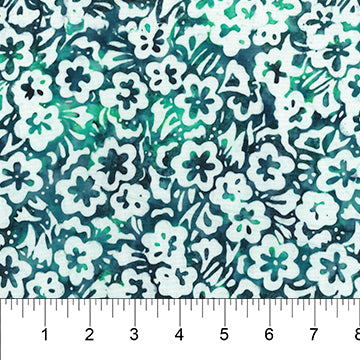 Banyan Batiks Watercolor Floral - Teal Floral - 80643-62