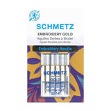 SCHMETZ #1825 Gold Titanium Embroidery Needles Carded - 90/14 - 5 Pieces