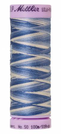 Mettler Silk-Finish 50wt Variegated Cotton Thread 109yd/100M Clear Sky